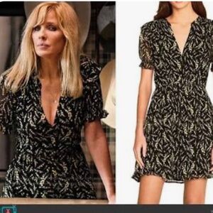 NWOT ba&sh black floral Beth Yellowstone dress button front S M US 6